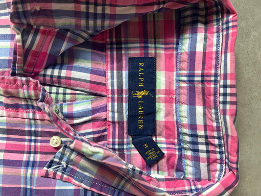 【VINTAGE】RALPH LAUREN Plaid Short-Sleeve Button-Down Shirt / Pink & Multi-Color