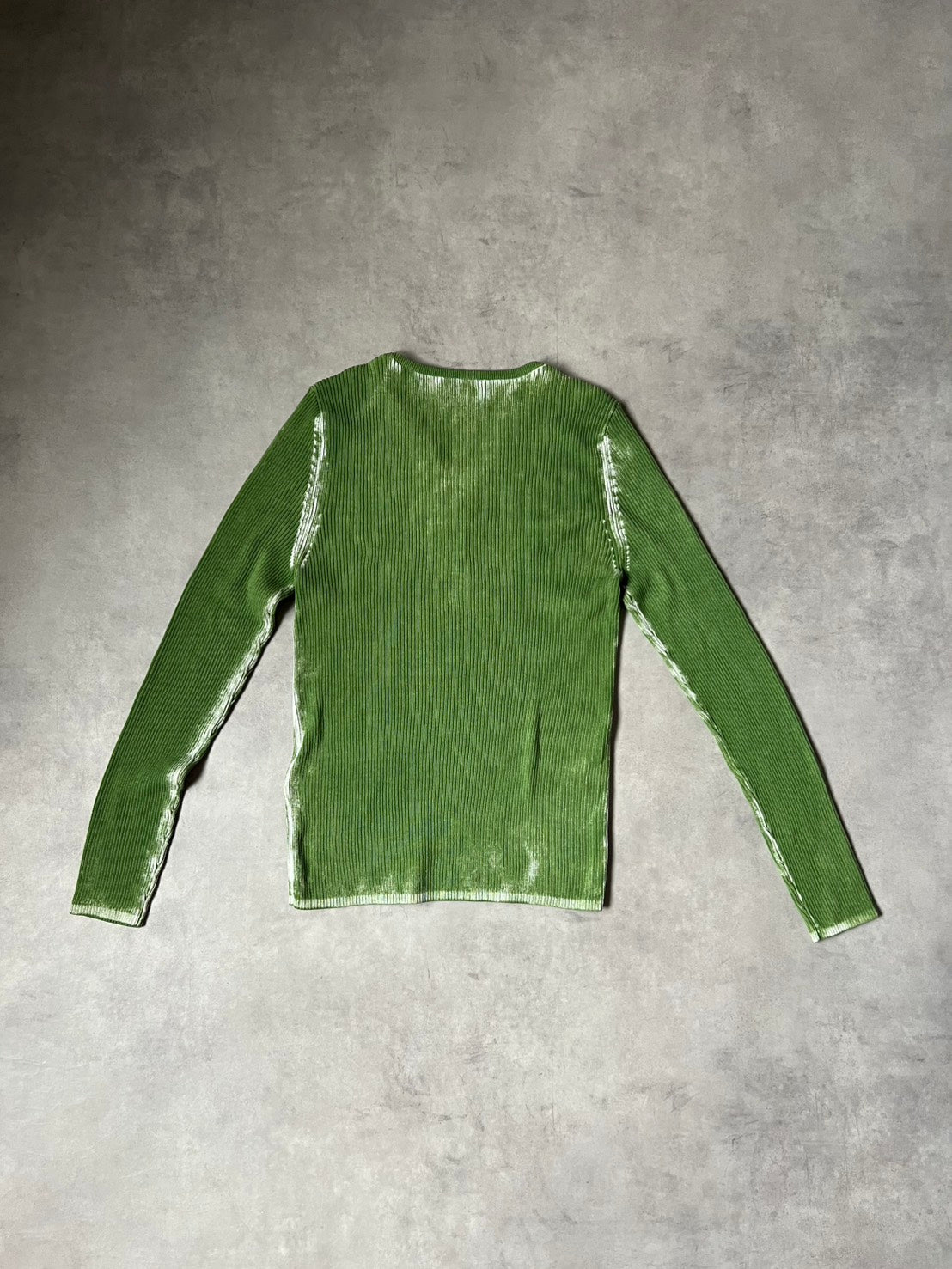 DIESEL Y2K Archive 00s Cyber Graphic Half-Zip Rib Knit Sweater – Faded Green / Neon Color