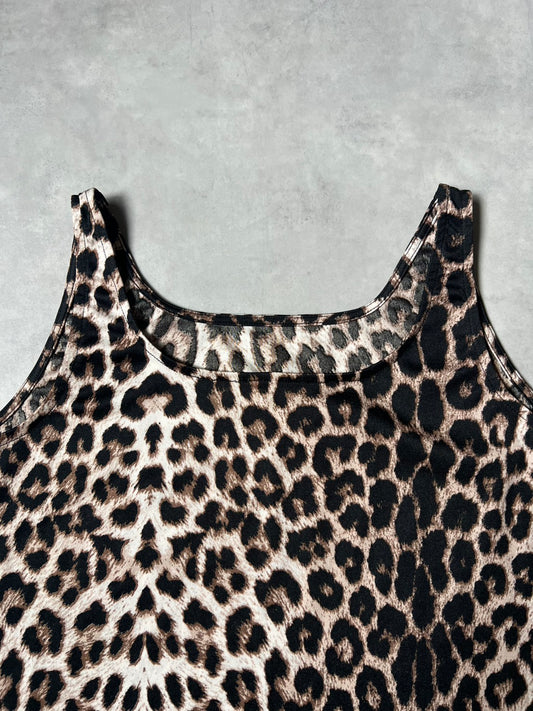 Y2K 00s Vintage Style Leopard Print Square-Neck Tank Top – Leopard / Animal Print Camisole