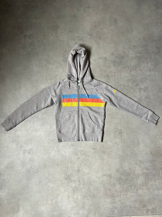 NIKE Y2K 00s Vintage Style Multicolor Print Raglan Full-Zip Hoodie – Heather Gray Sweatshirt