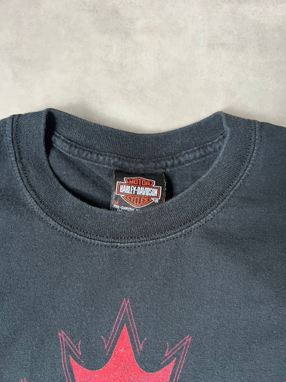 【VINTAGE】Harley-Davidson "Clare's Niagara Falls" Graphic T-Shirt / Faded Black
