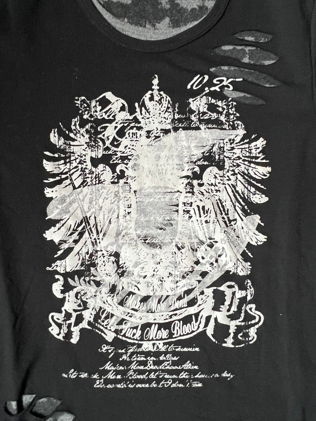 【VINTAGE】in the attic homme 디스트로이드 레이어드 그래픽 티셔츠 / 블랙