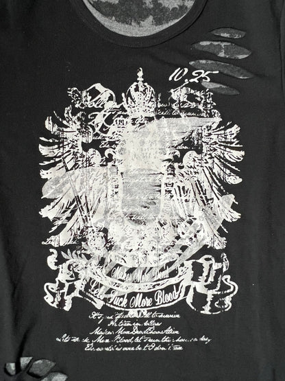 【VINTAGE】in the attic homme 디스트로이드 레이어드 그래픽 티셔츠 / 블랙