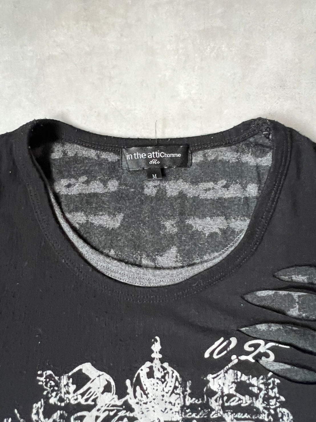 【VINTAGE】in the attic homme 디스트로이드 레이어드 그래픽 티셔츠 / 블랙