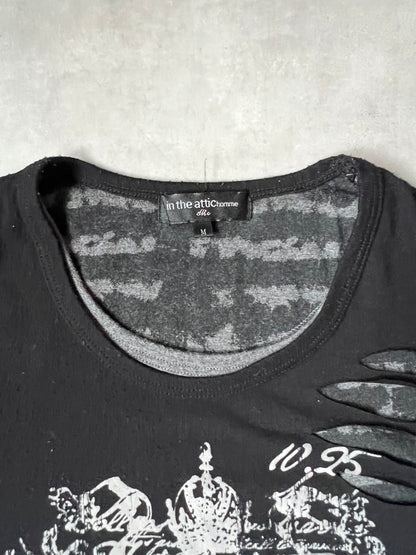 【VINTAGE】in the attic homme 디스트로이드 레이어드 그래픽 티셔츠 / 블랙