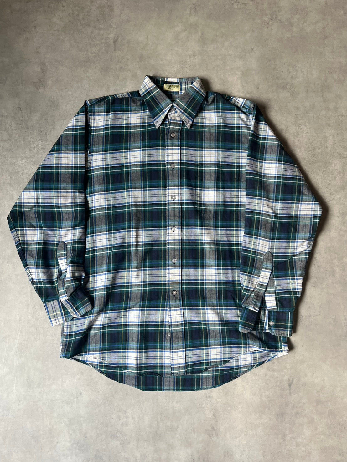 【VINTAGE】L.L.Bean Made in USA Plaid Button-Down Shirt / Green & Blue