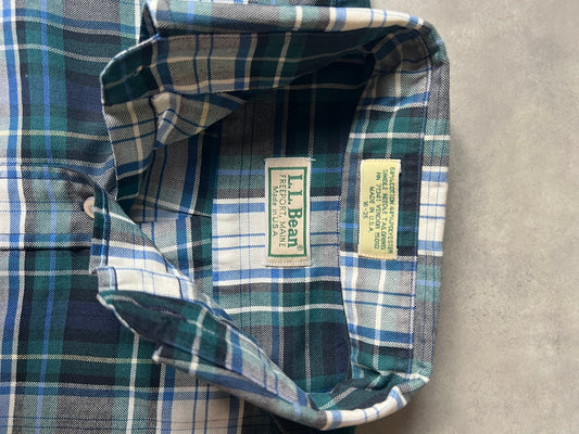 【VINTAGE】L.L.Bean Made in USA Plaid Button-Down Shirt / Green & Blue