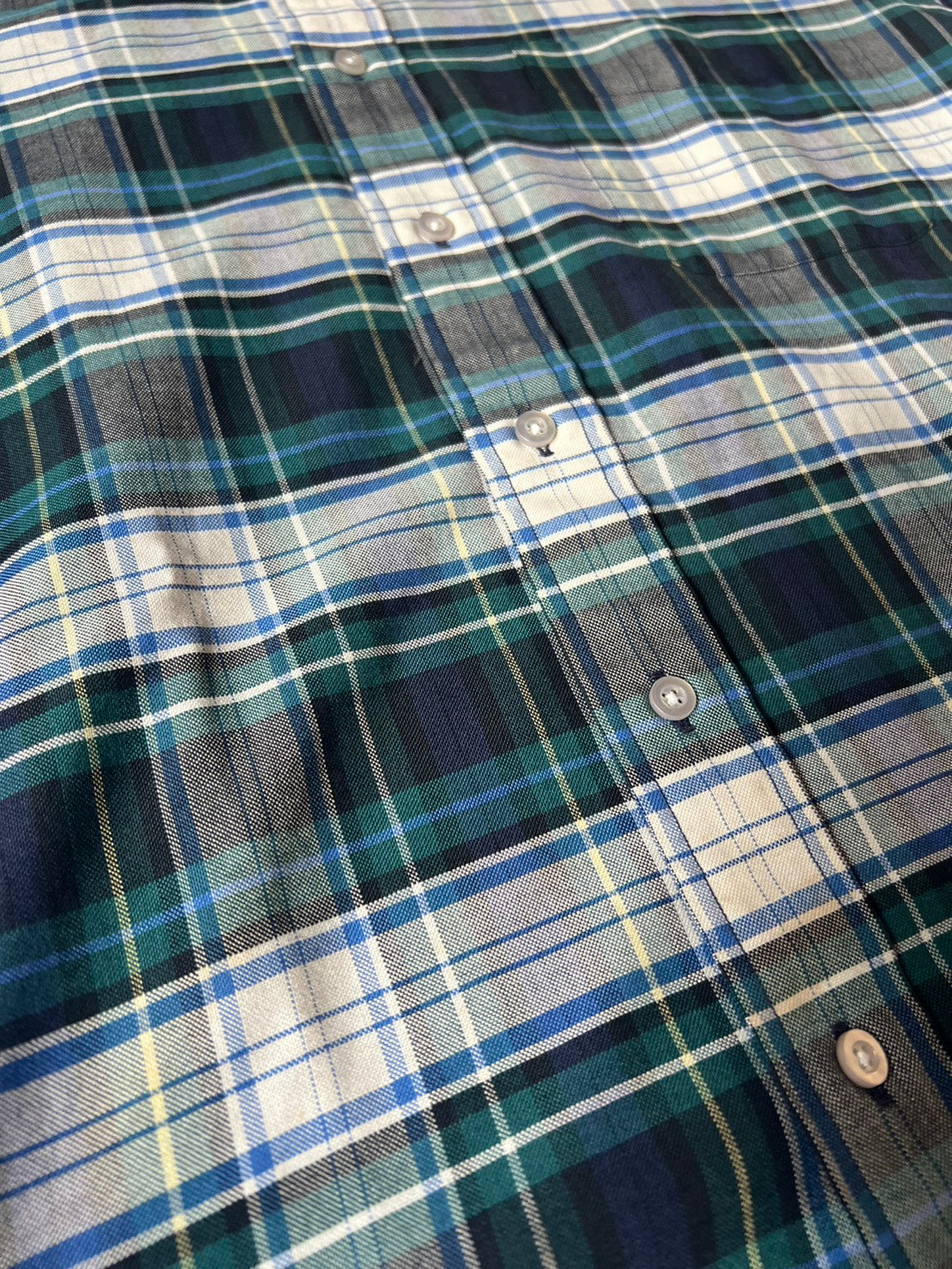 【VINTAGE】L.L.Bean Made in USA Plaid Button-Down Shirt / Green & Blue