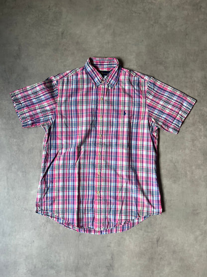 【VINTAGE】RALPH LAUREN Plaid Short-Sleeve Button-Down Shirt / Pink & Multi-Color