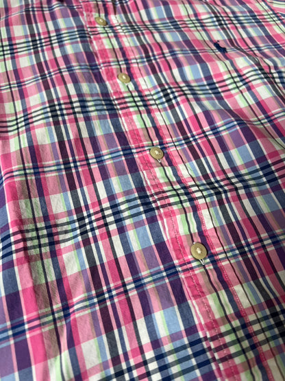 【VINTAGE】RALPH LAUREN Plaid Short-Sleeve Button-Down Shirt / Pink & Multi-Color