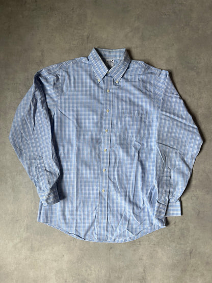 【VINTAGE】Brooks Brothers "REGENT" 플래드 논아이언 수피마 코튼 셔츠 / 블루 & 화이트