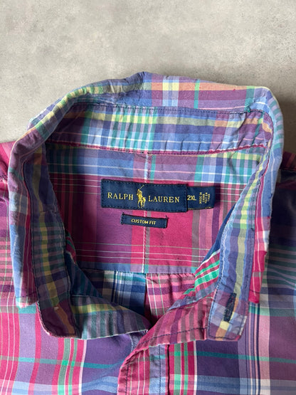【VINTAGE】RALPH LAUREN "CUSTOM FIT" Plaid Long-Sleeve Button-Down Shirt / Pink & Multi-Color / Size 2XL