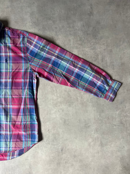 【VINTAGE】RALPH LAUREN "CUSTOM FIT" Plaid Long-Sleeve Button-Down Shirt / Pink & Multi-Color / Size 2XL